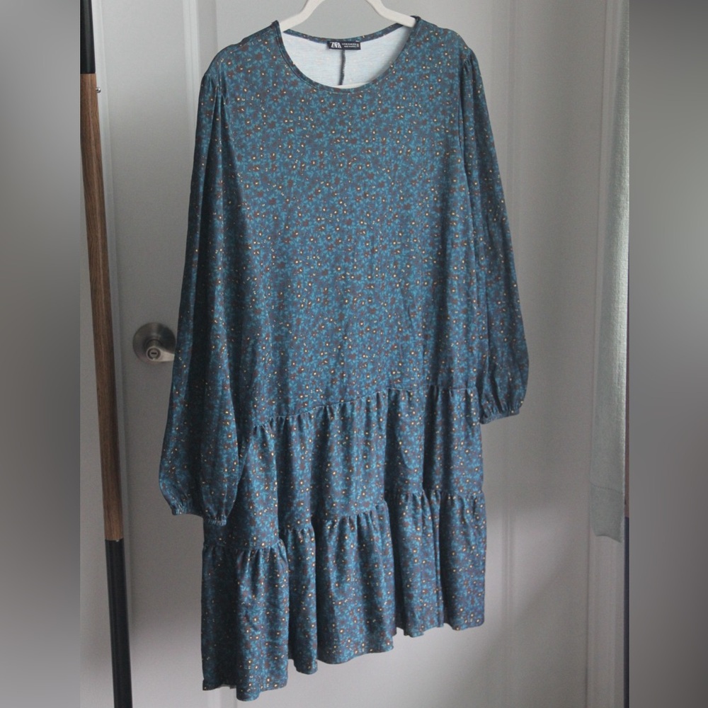 Zara Teal Drop Waist Dress
